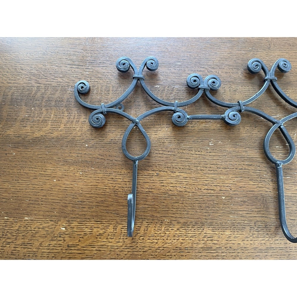 Iron Rod Wall Hanging Coat Rack 3 Hook Whimsical Boho - Picture 2 of 8